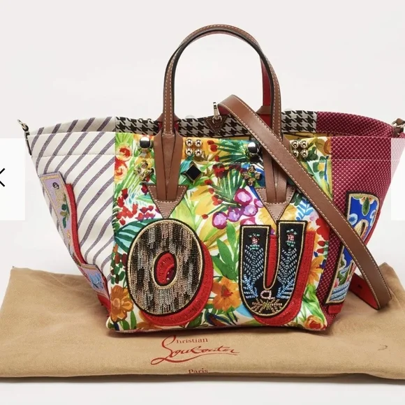 Christian Louboutin Caracaba Calfskin Embellished & Embroidered Tote - Picture 1 of 11